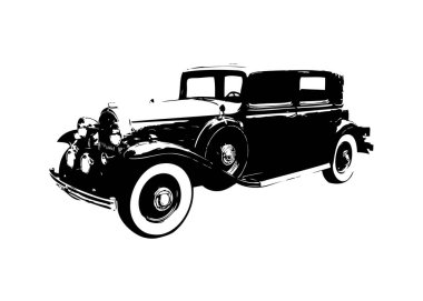 Klasik Retro Klasik Eski Araba Çizimi