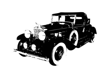 Klasik Retro Klasik Eski Araba Çizimi