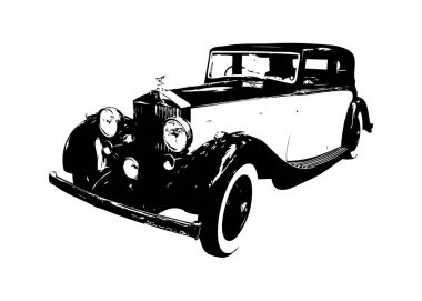 Klasik Retro Klasik Eski Araba Çizimi