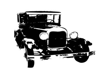 Klasik Retro Klasik Eski Araba Çizimi