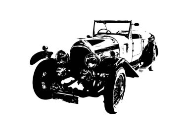 Klasik Retro Klasik Eski Araba Çizimi