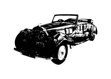Klasik Retro Klasik Eski Araba Çizimi
