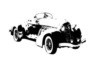 Klasik Retro Klasik Eski Araba Çizimi