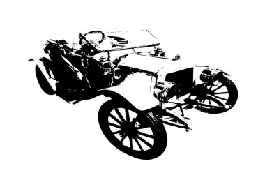 Klasik Retro Klasik Eski Araba Çizimi