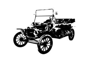 Klasik Retro Klasik Eski Araba Çizimi