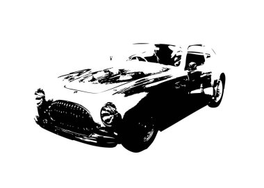 Klasik Retro Klasik Eski Araba Çizimi