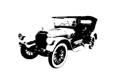 Klasik Retro Klasik Eski Araba Çizimi