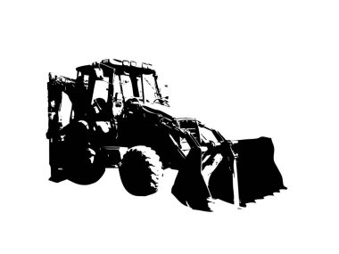 Kazı makinesi traktör çizimi rengi izole edilmiş antika sanat eserleri