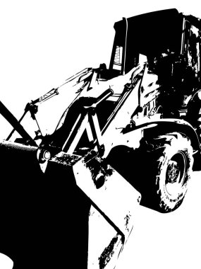 Kazı makinesi traktör çizimi rengi izole edilmiş antika sanat eserleri