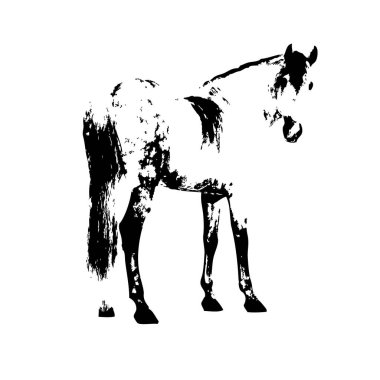 El yazması at başlı kalem çizim çizer grunge