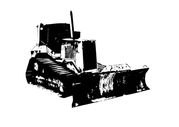 Bulldozer Illustrazione Colore Arte Grunge Disegno Vintage — Foto Stock