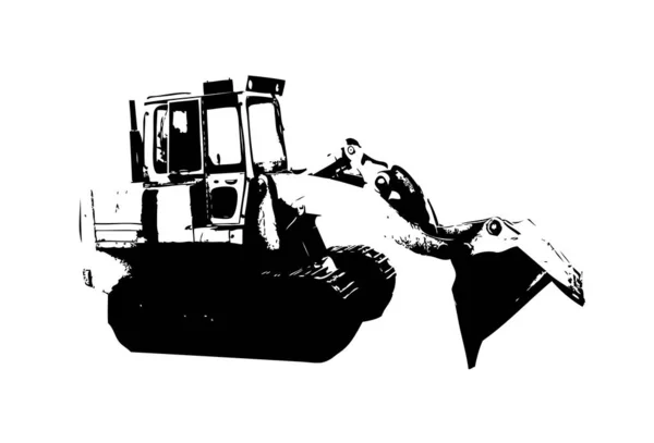 Bulldozer Illustration Farbe Kunst Grunge Zeichnung Vintage — Stockfoto