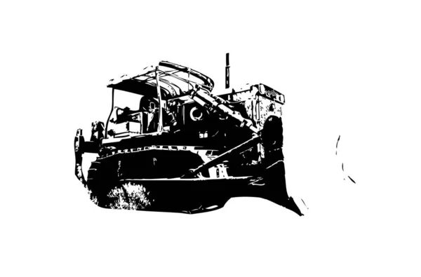 Bulldozer Illustration Farbe Kunst Grunge Zeichnung Vintage — Stockfoto