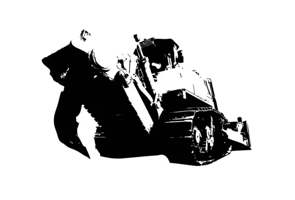 Bulldozer Illustration Färg Konst Grunge Teckning Vintage — Stockfoto