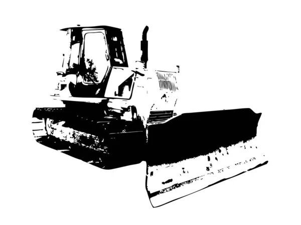 Bulldozer Illustrazione Colore Arte Grunge Disegno Vintage — Foto Stock