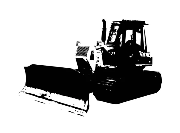 Bulldozer Ilustração Cor Arte Grunge Desenho Vintage — Fotografia de Stock