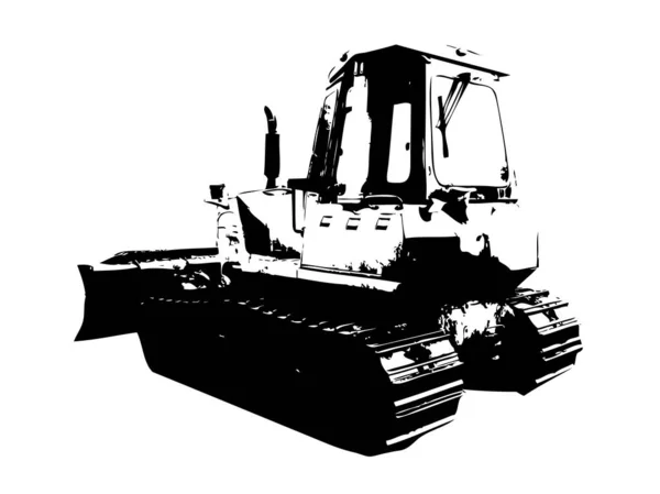 Bulldozer Illustration Couleur Art Grunge Dessin Vintage — Photo