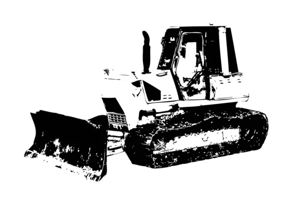 Bulldozer Illustrazione Colore Arte Grunge Disegno Vintage — Foto Stock