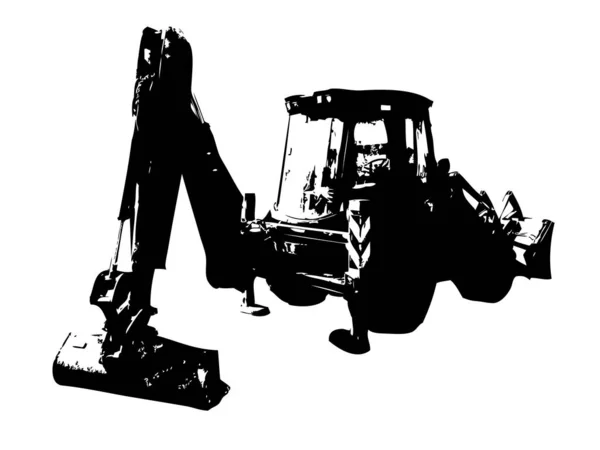 Excavator Tractor Illustration Color Isolated Art Work Antique Old — Stock Photo, Image
