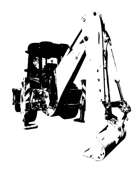Excavadora Tractor Ilustración Color Aislado Obra Arte Antiguo — Foto de Stock