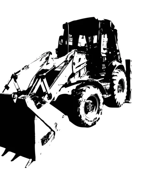 Grävmaskin Traktor Illustration Färg Isolerad Konst Arbete Antika Gamla — Stockfoto