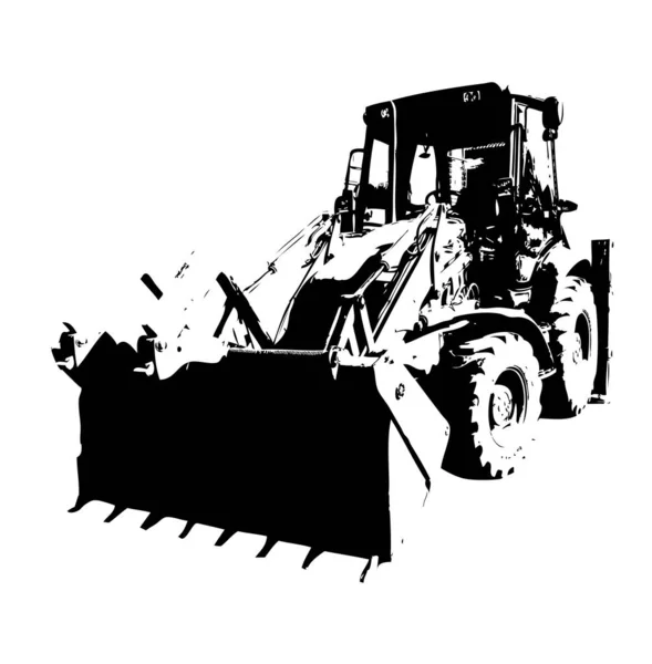 Excavadora Tractor Ilustración Color Aislado Obra Arte Antiguo — Foto de Stock