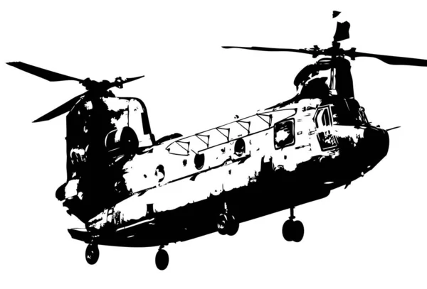 Militärhubschrauber Zeichnung Illustration Kunst Jahrgang — Stockfoto