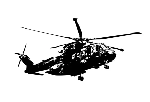 Helicóptero Militar Desenho Ilustração Arte Vintage — Fotografia de Stock