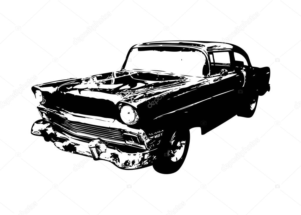 Vintage Retro Classic Old Car Illustration