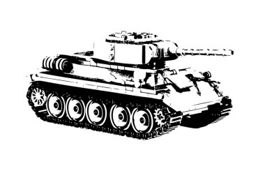Vintage tank izole çizim sanat illüstrasyonu