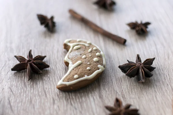 Biscuits Maison Pain Épice Noël Sur Une Table Bois Forme — Photo