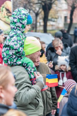 Timisoara, Romanya - 1 Aralık 2017: Ulusal Günü Yürüyüşü Romanya