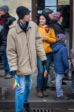 Timisoara, Romanya - 1 Aralık 2017: Ulusal Günü Yürüyüşü Romanya