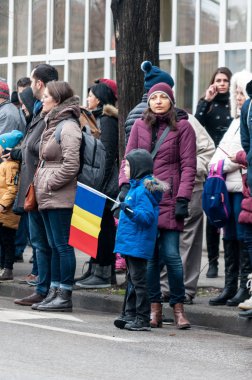 Timisoara, Romanya - 1 Aralık 2017: Ulusal Günü Yürüyüşü Romanya