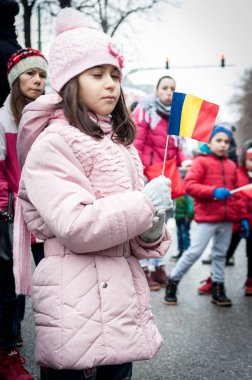 Timisoara, Romanya - 1 Aralık 2017: Ulusal Günü Yürüyüşü Romanya