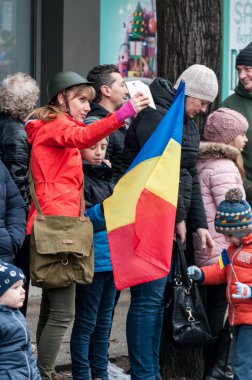 Timisoara, Romanya - 1 Aralık 2017: Ulusal Günü Yürüyüşü Romanya