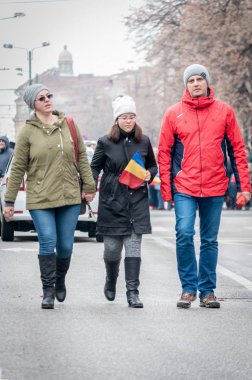 Timisoara, Romanya - 1 Aralık 2017: Ulusal Günü Yürüyüşü Romanya
