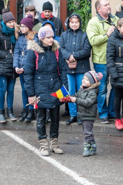 Timisoara, Romanya - 1 Aralık 2017: Ulusal Günü Yürüyüşü Romanya