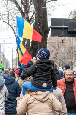 Timisoara, Romanya - 1 Aralık 2017: Ulusal Günü Yürüyüşü Romanya
