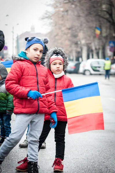 Timisoara, Romanya - 1 Aralık 2017: Ulusal Günü Yürüyüşü Romanya