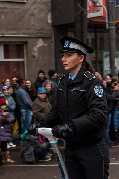 Timisoara Rumania Diciembre 2017 Desfile Del Día Nacional Rumania Policía — Foto de Stock