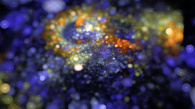 Işık bokeh etkisi. Fraktal tasarlamak. Siyah arka plan üzerine izole.