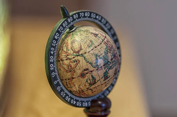 Close Small Globe Focus Asia — Stock Photo, Image
