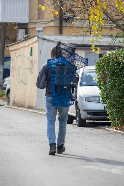 Hombre Caminando Por Calle Gente Real — Foto de Stock