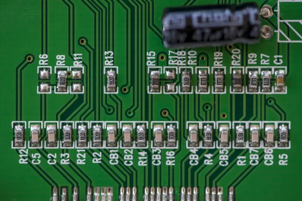 Cierre Componentes Electrónicos Resistentes Capacitadores Las Pyme — Foto de Stock
