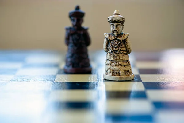 Close Black White King Chess Piece Sitting Chessboard Black King — Stock Photo, Image