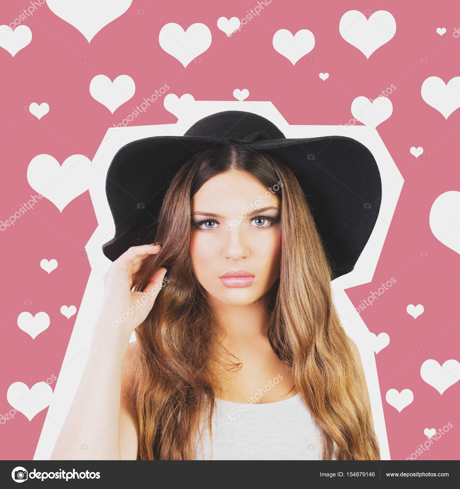 girls black floppy hat