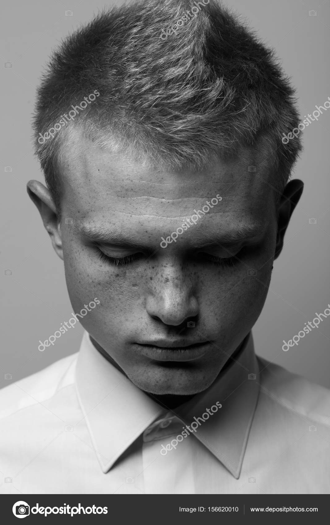 Fashionista Concept Portrait Of Brutal Young Man With Short Blond