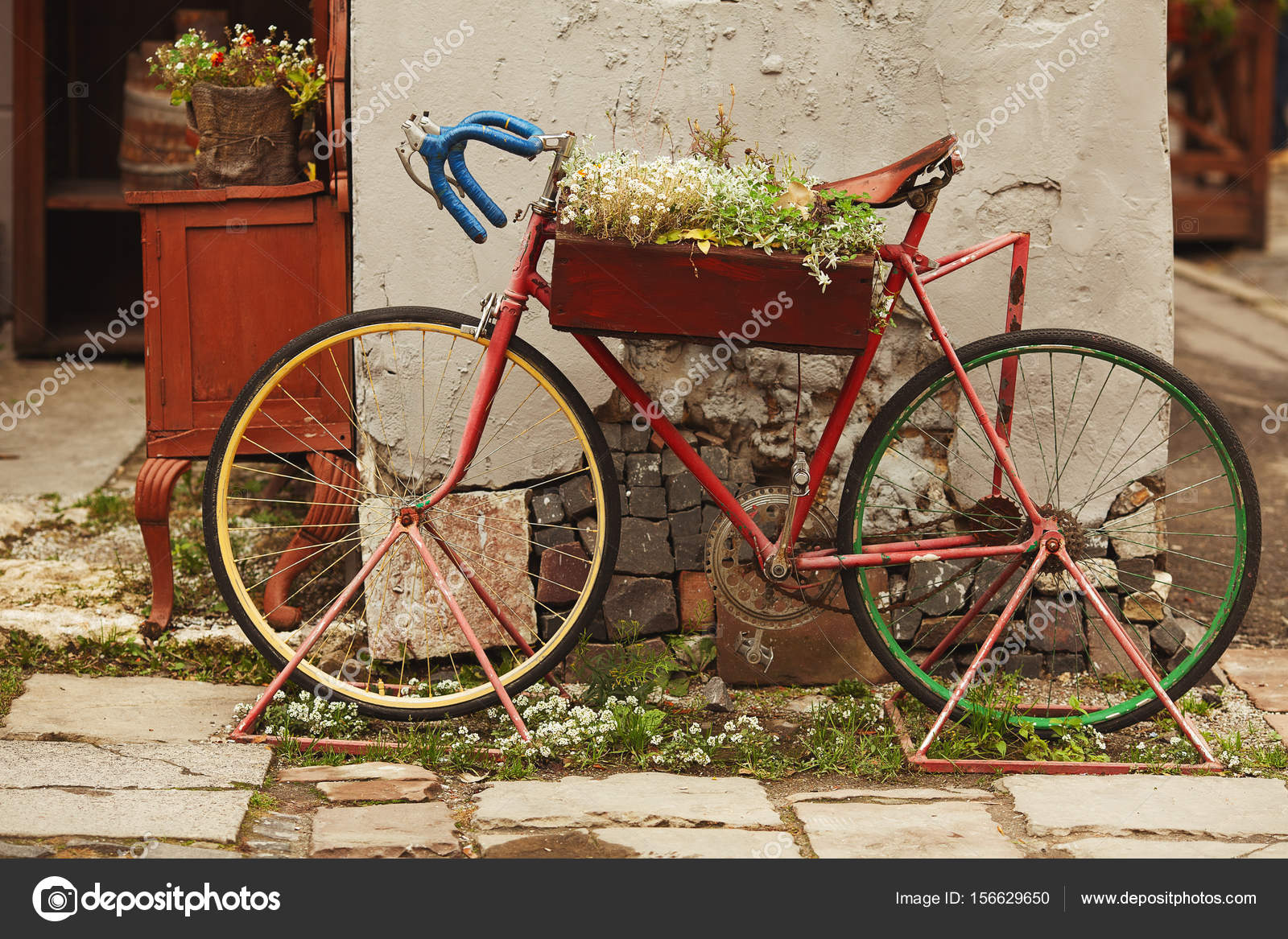 images bicyclette dans les fleurs