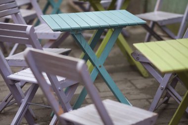 Vintage mobilya sokak Cafe. Açık atış